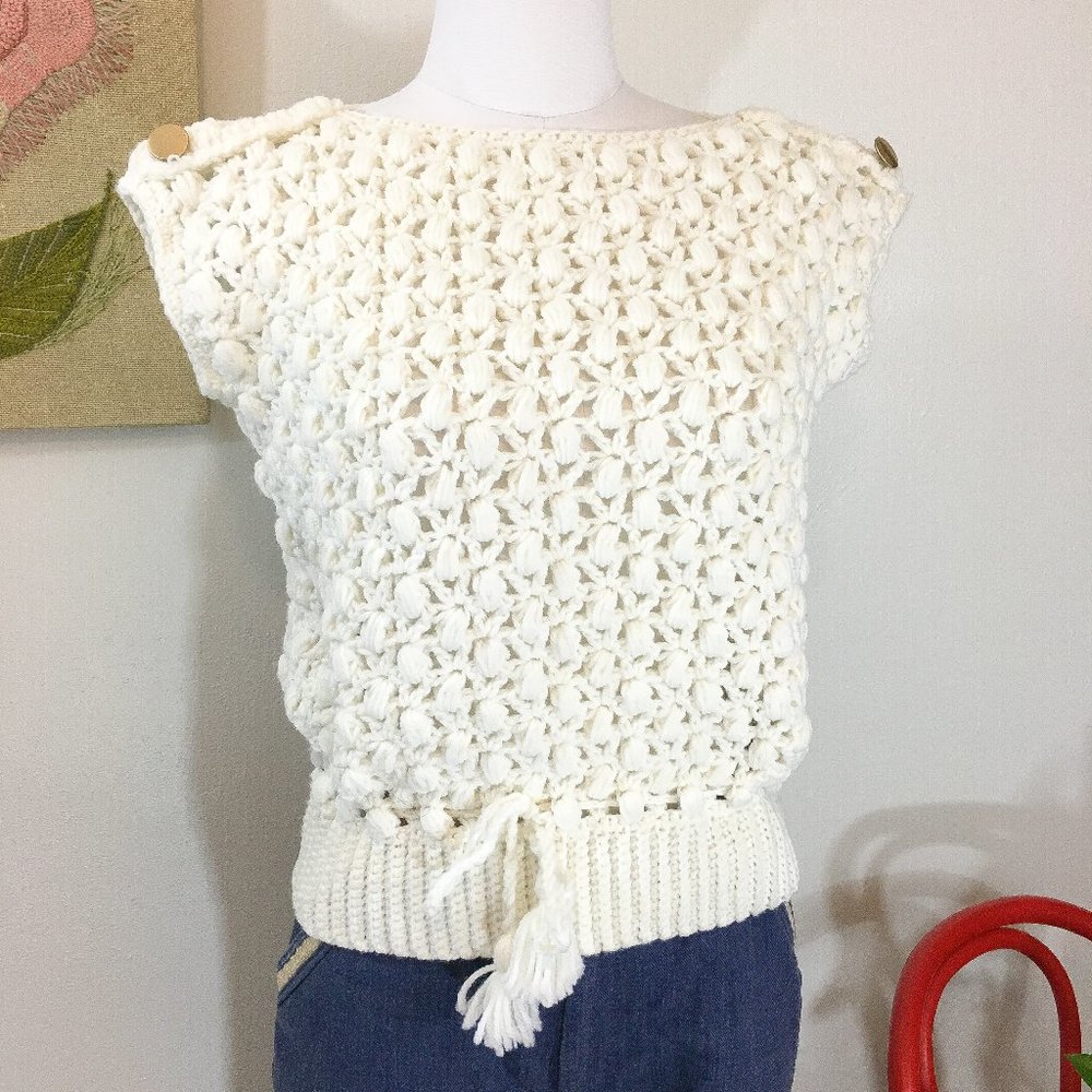 Vintage 60's Cream Boatneck Sweater